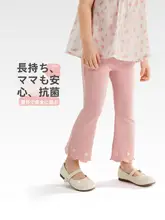 抗菌高弾性 女児用夏用 薄手カジュアルパンツ【九分丈・フレアデザイン】（セットアップ対応）