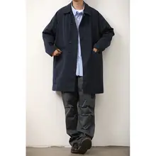 LH store メンズカジュアルトレンチコート【無地・春秋用・ゆったりフィット・中長丈】