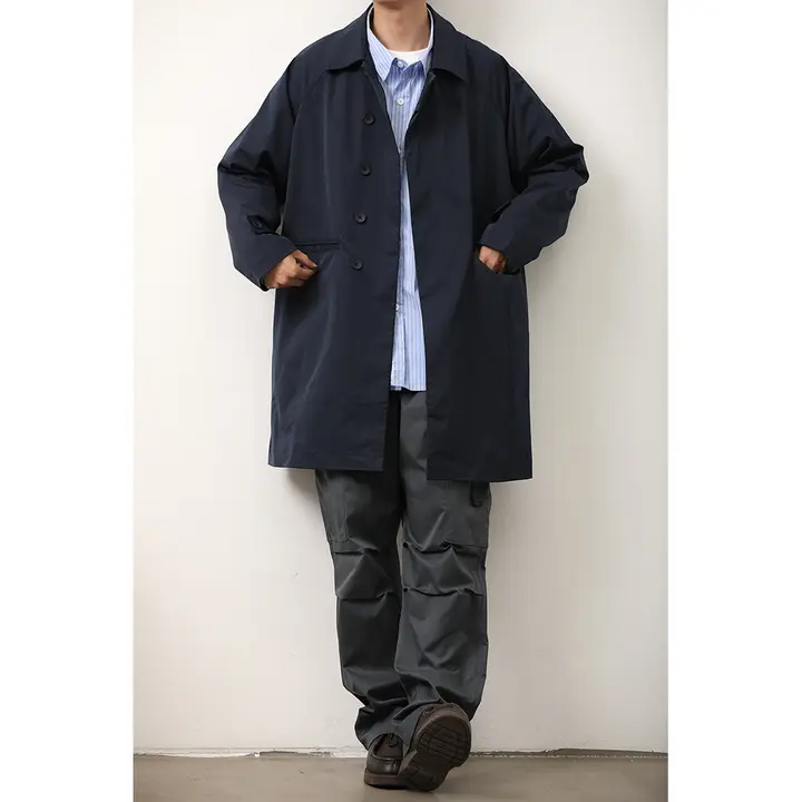 LH store メンズカジュアルトレンチコート【無地・春秋用・ゆったりフィット・中長丈】