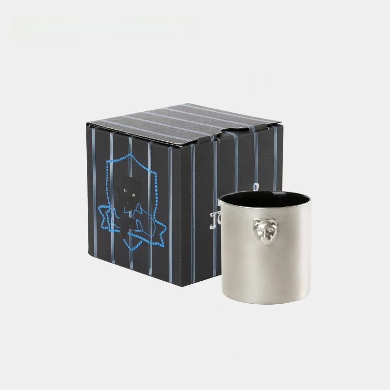 手作り陶器の浮彫りブラックパンサー茶杯【シルバーブラシ仕上げ・家庭用・マグカップ】