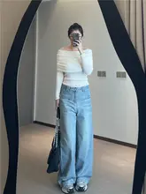 SELFSOLO 春夏用 デニムパンツ【浅いブルー・横ポケット・レディース】