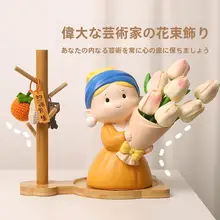 美しいパールを持つ少女のフラワーオーナメント【玄関・リビング飾り用・ギフトにも最適】