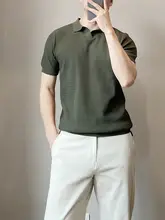夏用ポロネックアイスシルクニットシャツ【ショートスリーブ・ビジネススタイル・フィットタイプ・無地】
