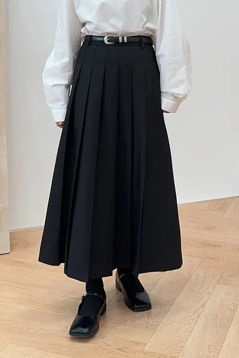 学院風プリーツスカート【ハイウエスト・ゆったりフィット・シンプルデザイン】