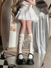 レッグウェア 少女 ロリータ 薄手 バタフライリボン