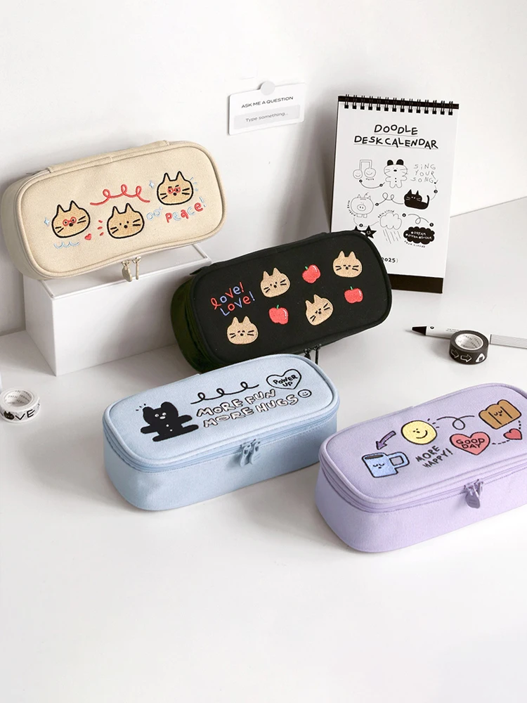 小学生女の子向けかわいいイラスト刺繍入り猫デザインペンケースの実用性と選定基準