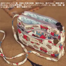小銭やスマホの収納に便利！布製クロスボディバッグ【シンプルデザイン・三層ファスナー・大容量・手持ち可】