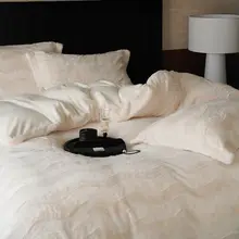 Zijpe 320g高密度フェイクファー ベッドシーツ4点セット【保温・ミルクフリース・AB版】