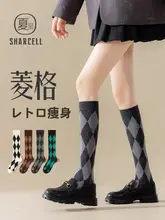 グレーのレディース夏用ハイソックス【JK風・レトロ・膝下・脚痩せ効果】