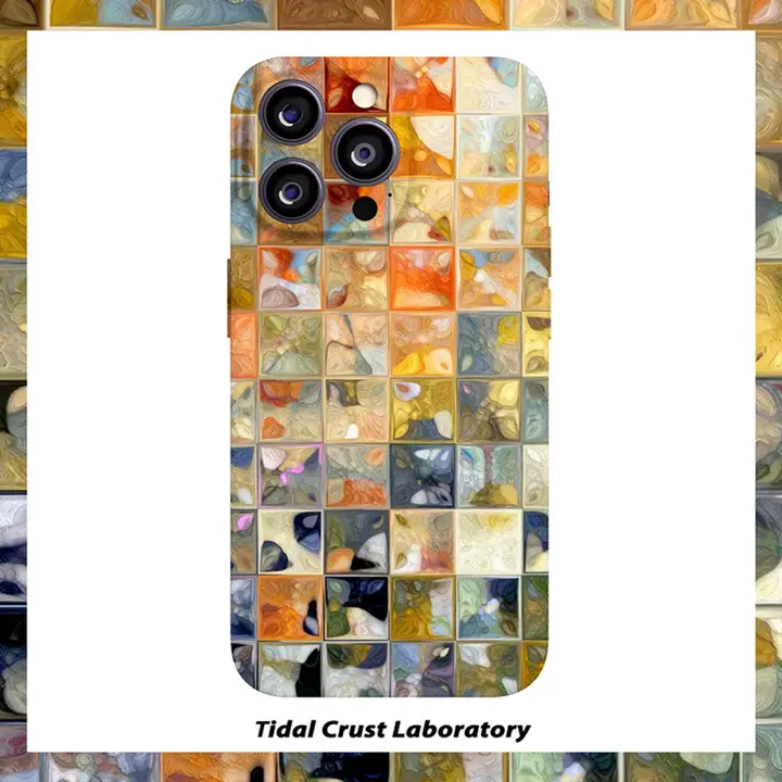 高級グラデーションフィルム使用モザイクデザイン全包型スマートフォンケース【iPhone対応・華為・小米・オッポなど対応】