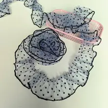 植绒ドットメッシュフリルレース生地【DIY用・ドレス装飾】