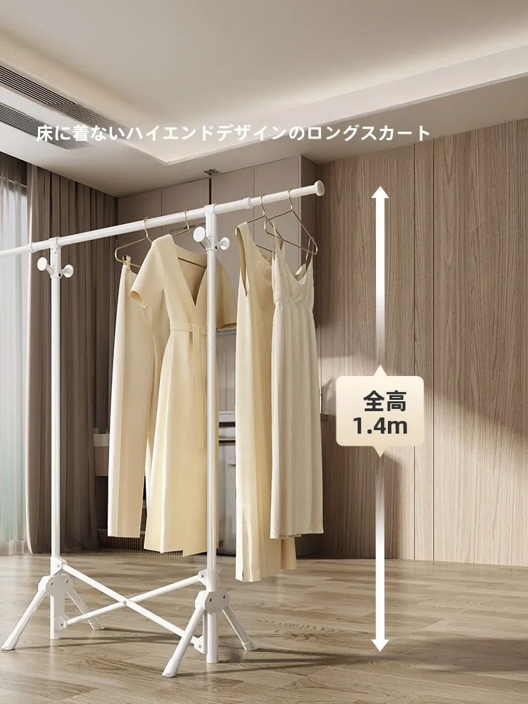 折りたたみ伸縮式物干しスタンド：ベランダや寝室で簡単設置可能な多機能ハンガー