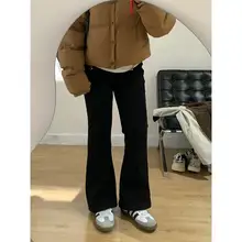 黒のストレッチ微フレアパンツ【ハイウエスト・スリムフィット・デニム】