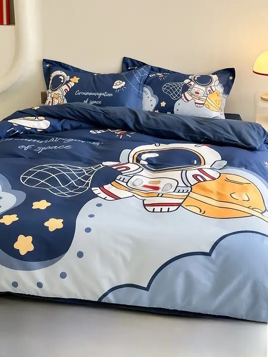 ベッド用4点セット カートゥーン 子供用ベッド用品 学生寮用 綿素材