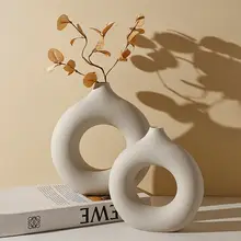 シンプルで創造的な陶器の花瓶【リビング用・フラワーアレンジメント・インテリア装飾】