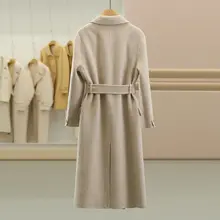 キャメルウールとシルク混紡の両面仕様ロングコート【高級感・上品デザイン】