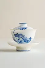 手描き青花柄の功夫茶器【高級ギフト用・陶器製・気軽に楽しめるカップ】（セットアップ対応）