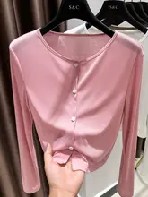 夏季用ニットカーディガン【丸首・ゆったり長袖・グレー・UVカット・ショート丈トップス】（セットアップ対応）