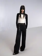 極上の柔らかさのウール混美式クルーネックニットトップス【フィット感・ラグランスリーブ】