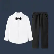 子供用 白シャツと黒パンツの制服【演奏用・春秋対応】（セットアップ対応）