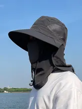 日差しを防ぐアウトドア用サンハット【全顔カバー・ネックガード付き・夏用・大つば】