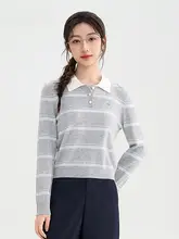 ボタン付きカラーセーター【ストライプデザイン・春用・韓国風】