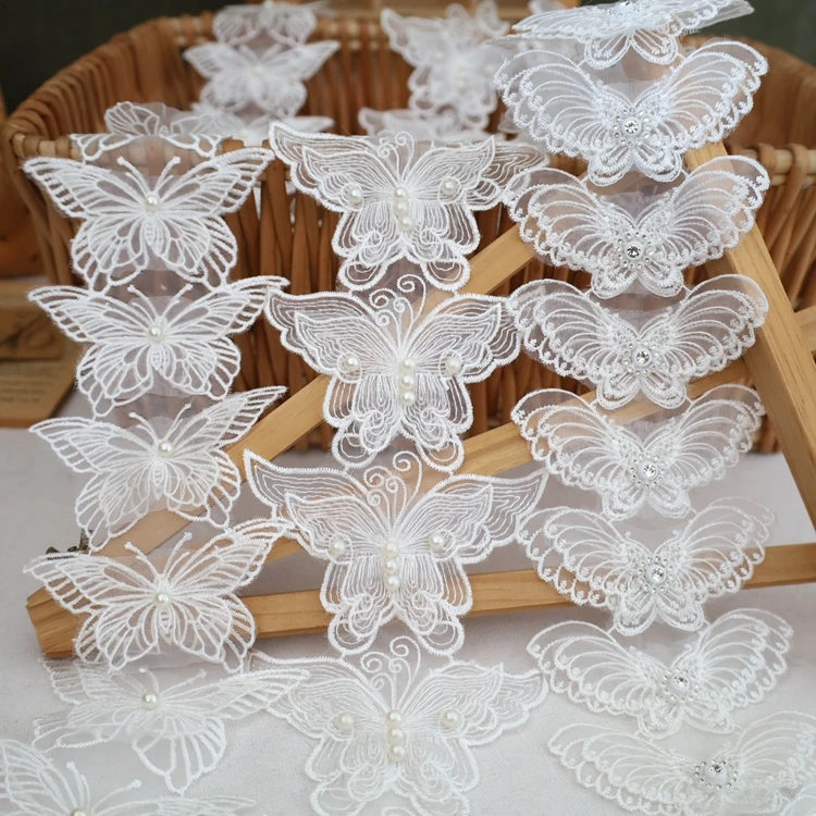 DIY蝶番に使える二重ネット生地刺繍バタフライビーズの使い方と特性