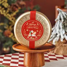 クリスマス用円形アイアン缶【クッキー・ゴールドパッケージ】