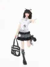 短袖Tシャツ【Y2Kスタイル・レイヤード風・夏用】（セットアップ対応）