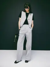 モダンエレガンス ストライプ柄ベスト付きパンツ【洗練されたデザイン・大人のカジュアルスタイル・セットアップ対応】