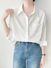 女性用白色シフォン長袖シャツ【ゆったりフィット・カジュアル・シワになりにくい・ビジネスカジュアル】