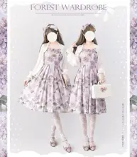 優雅な印花デザインの薄手ロリータワンピース【夏用・クラシックスタイル】（セットアップ対応）