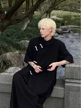 国風デザイン 短袖Tシャツ【立襟・盤扣・夏用・カジュアル】