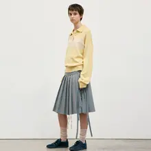 クラシックなプリーツミニスカート【ハイウエスト・Aライン・ドローストリングデザイン】