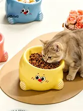 猫用陶製食器【水と餌に対応・高脚・白鹅绒使用】