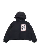 黒いリボン付きウサギダウンジャケット