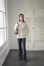 開朗家 100%ウールセーター【ラウンドネック・厚手・フィット・女性用】