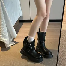 レトロデザインのマーチンブーツ【厚底・美しいブラウン・ショートブーツ】