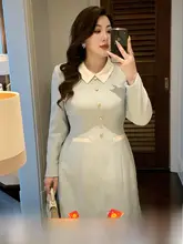 ドレス 大きいサイズ 女性 秋向け フレンチシャンファッション 高級デザイン