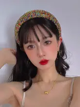 華やかで豪華なデコレーション！カラーダイヤモンド風 ヴィンテージスタイル ヘッドバンド【写真撮影・パーティー・結婚式用】