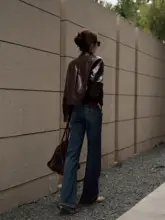 秋季新作 バイカージャケット【ブラウン・ショート丈・カラー襟】