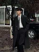 秋冬用メンズ コート【中長丈・ゆったりシルエット・ダブルブレストデザイン】