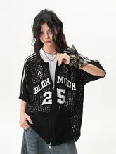 涼感メッシュ編みカーディガン【男女兼用・短袖・アメリカンレトロ・スポーツ風・カップルTシャツ】