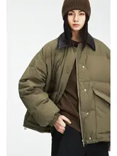 MRS Studios 90年代風 ダウンジャケット【白鹅绒・ショート・ラムレザー襟】