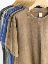 夏用ゆったりとした純綿の半袖Tシャツ【レトロ風・クルーネック・通気性良好】