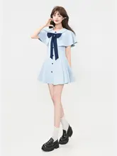 ミニワンピース レディース ノースリーブ 2WAY ブルー きれいめ フェミニン 夏 「KEIKO」