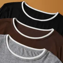 高級天竺タッチのブロックカラーLong Tシャツ【高弾力・ラウンドネック・ニット】（セットアップ対応）