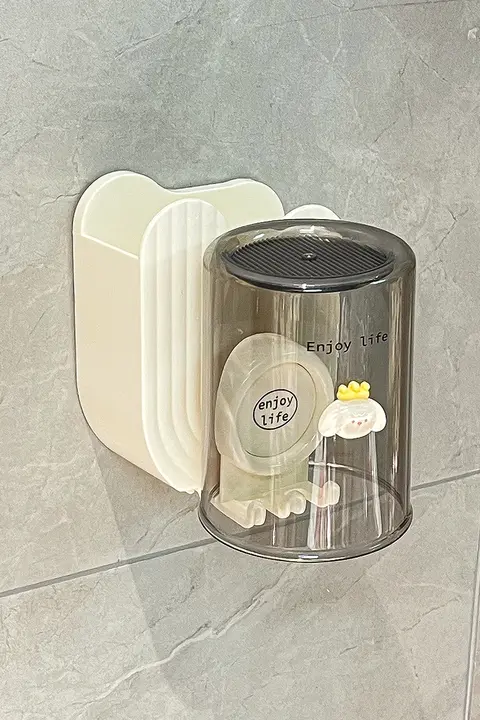 壁掛け歯ブラシ＆歯磨き粉ホルダー【穴あけ不要・洗面所用・トイレタリー】（セットアップ対応）