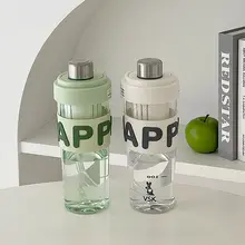 デザイン性の高いトライタン製ストロー付き水筒【茶こし付き・女性向け・夏用】