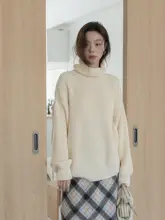 VNOOK ハイネック粗編みニットセーター【秋冬・フィット・長袖】
